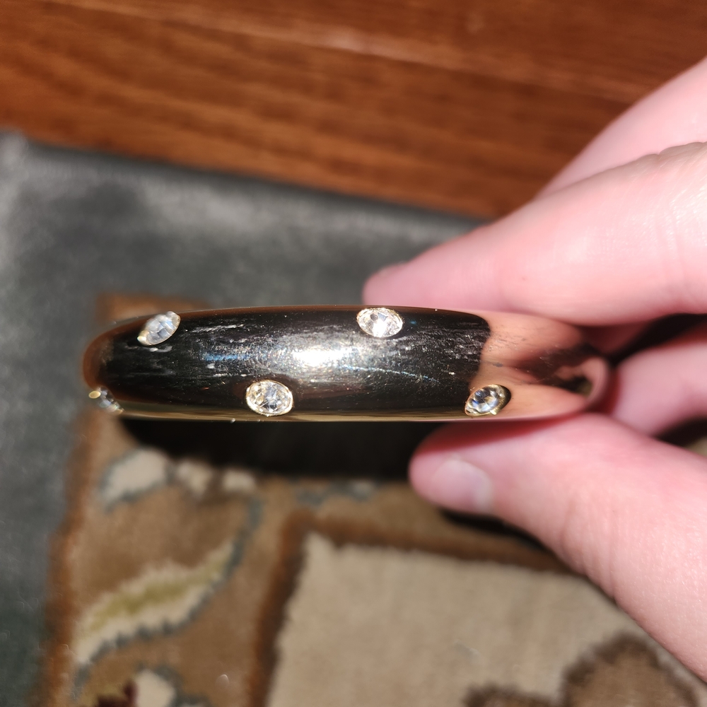 Gold and Black Bangle with Crystal Accents